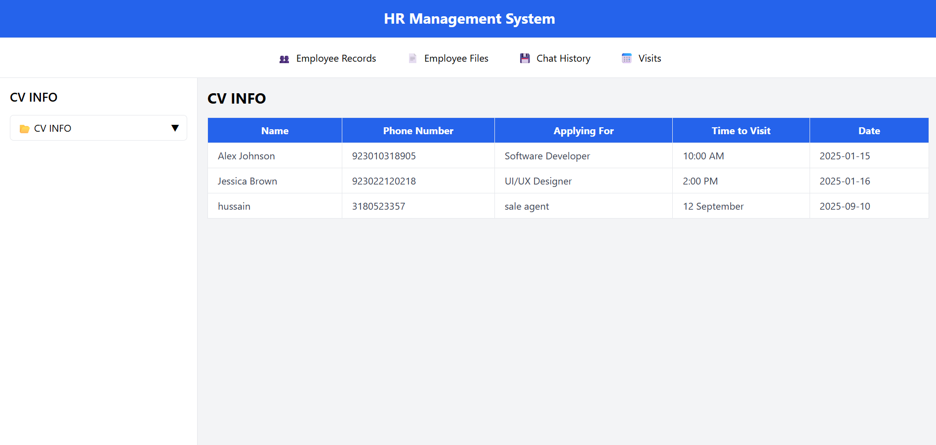 Visit Records Screenshot